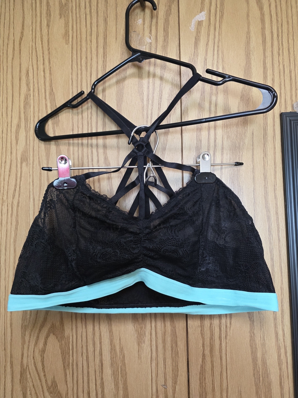 torrid Black Lace Bralette with Aqua Trim